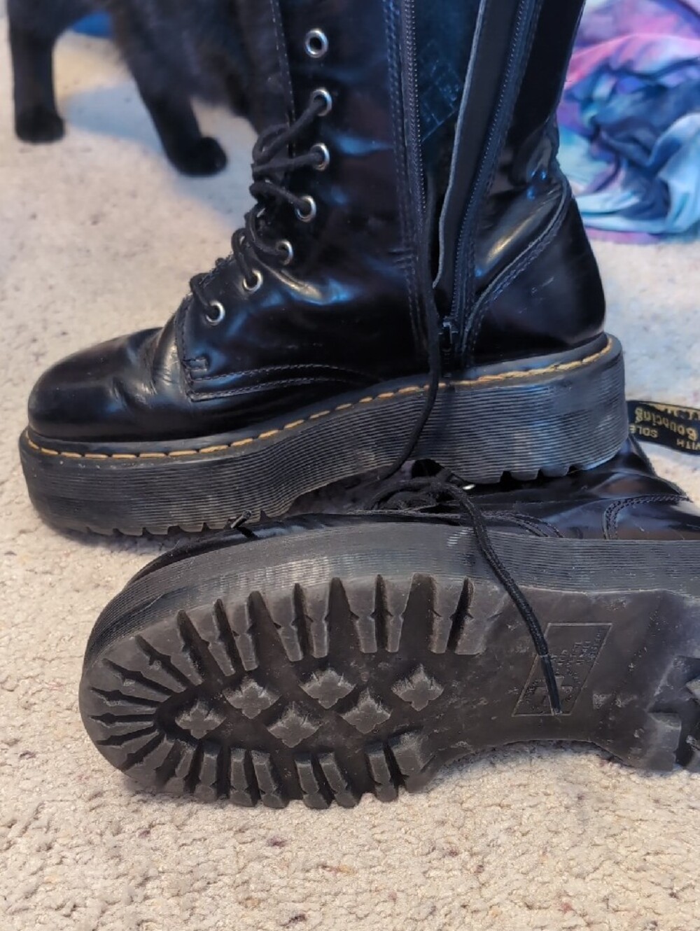 Dr. Martens Black Platform Lace-Up Combat Boots - Picture 2 of 10